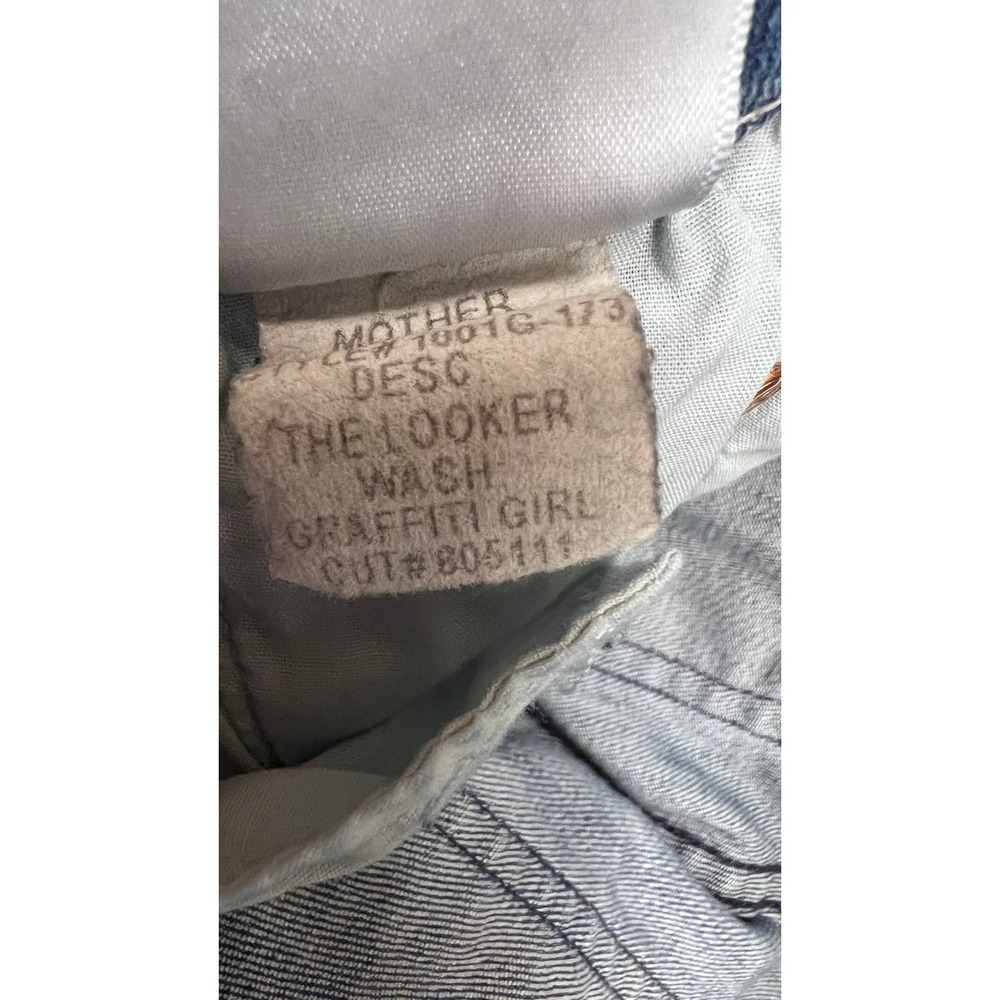 Mother The Looker Graffiti Girl Jeans Distressed Blue Denim Size 26 - Picture 12 of 14